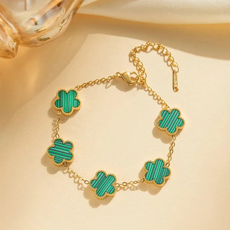 Lyreun Golden Toned Clover Bracelet