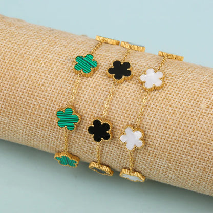Lyreun Golden Toned Clover Bracelet